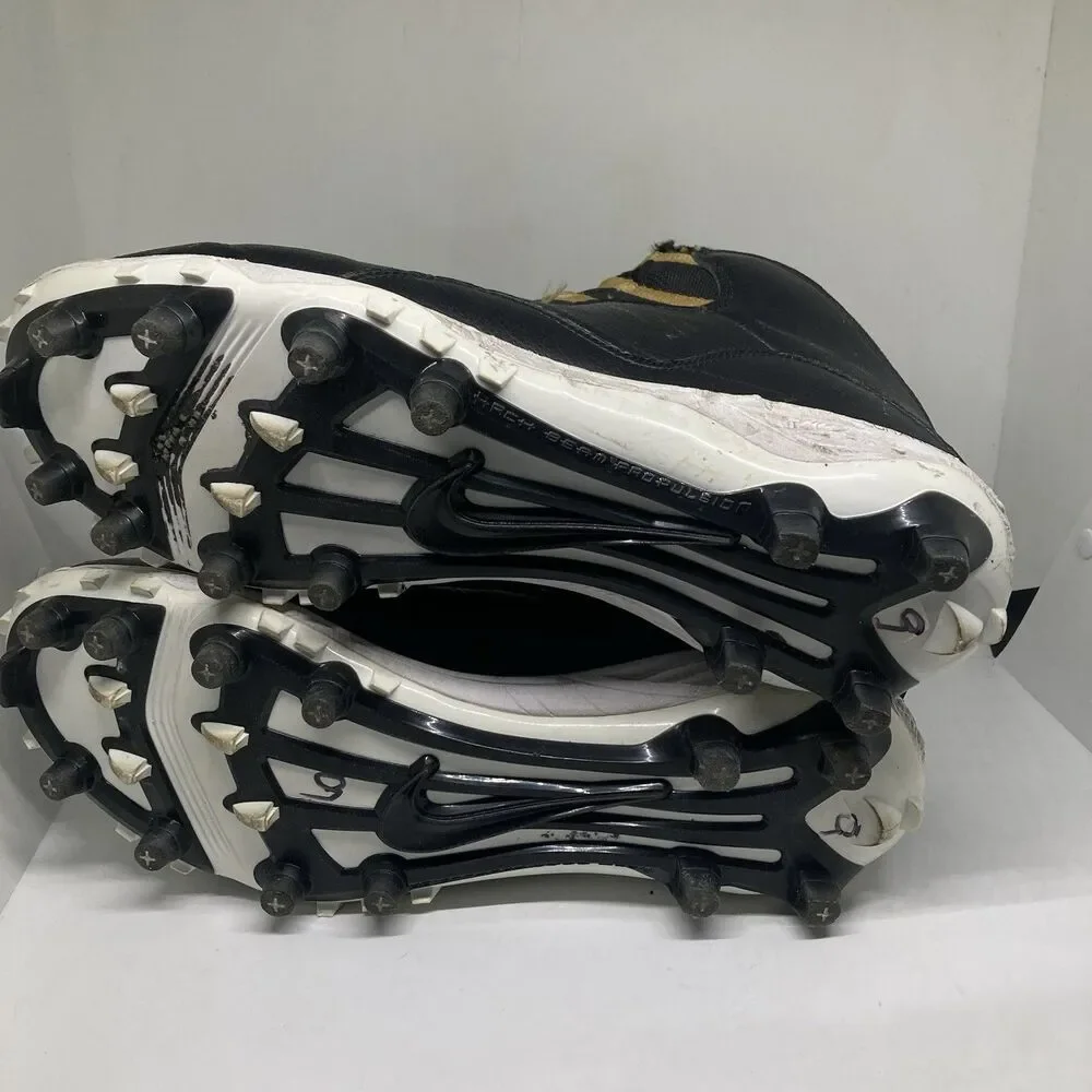 Jordan 10 TD Mid Black Metallic Gold Mens 12 Football Cleats Shoes